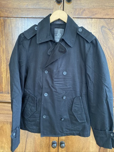 Men black pea coat - pea, medium