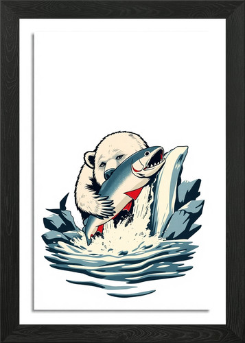Grizzly bear catching salmon - grizzly,
