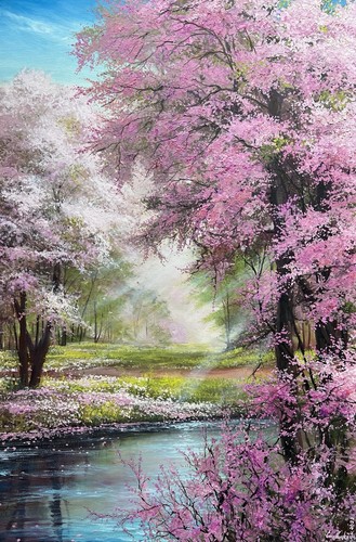 Large blossom sakura river - large,