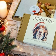 Basset Hound Christmas Gift - Personalized Box Of Dog Treats - Dog Xmas Gift Box