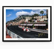 AYRTON SENNA SIGNED PRINT PHOTO POSTER F1 FORMULA ONE MONACO TRIBUTE ART FRAMED