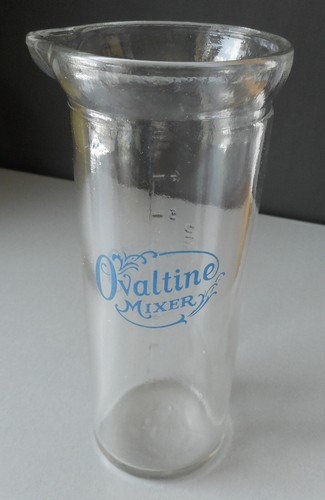 Vintage ovaltine glass mixer - glass,