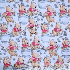 BonEful Fabric FQ Cotton Quilt White Winnie the Pooh Honey Pot Baby Nursery SALE
