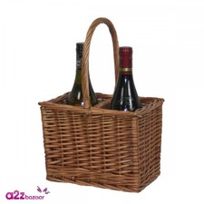 2 Wine Bottle Wicker Carrier