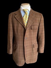 Vintage Dunn & Co Tweed Hunting Style Blazer 40S Brown Check
