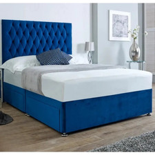 Ark Future Divan Bed Set Chesterfield Plush Velvet Upholstered With Mattress