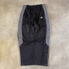 Nike Track Pants Mens Small 90s Swoosh Popper Loose Fit Joggers, Black