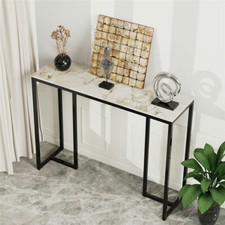 Console Table White＆Emerald Marble Side Stand Entrance Desk Display Storage