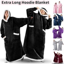 Large Hoodie Blanket Oversized Adult Hooded Extra Long Fleece Sherpa Sweatshirt