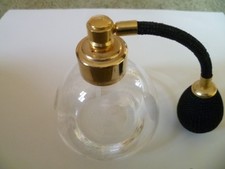 Dartington Crystal Clear Glass Perfume Bottle Atomiser Spray Black Puffer Gold