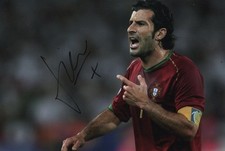 Luis Figo Hand Signed Photo A4