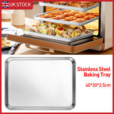 Stainless Steel Baking Tray Set Non-Stick Sheet Oven Bakeware Pans BBQ Plates UK