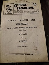 RARE 1944 RUGBY LEAGUE CHALLENGE CUP SEMI FINAL 2ND LEG WIGAN V LEEDS 10TH APRIL