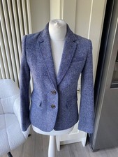 JOULES BRONTE WOOL BLEND TWEED NAVY BLUE PINK FITTED BLAZER JACKET SIZE 8