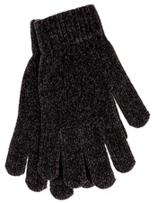 1x Ladies Girls Women’s Gloves Black Chenille gloves Warm Cosy  Soft Feel winter