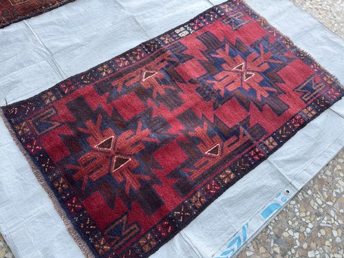 Red afghan baluchi geometric - baluchi,