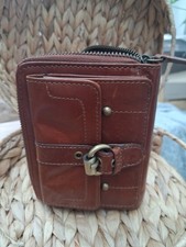 Beautiful quality Designer at Debenhams tan leather purse purple lining ex cond