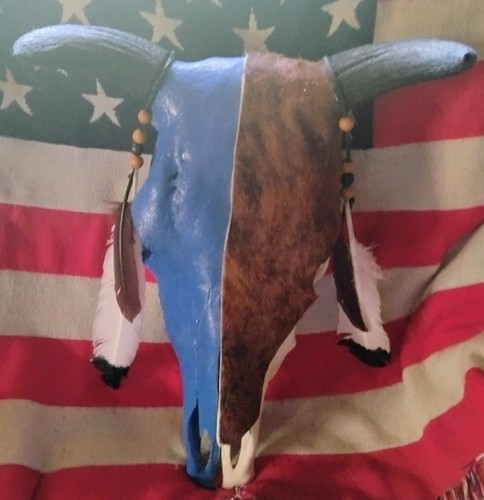 Custom cow skull - skull, blue