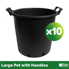 10 x Heavy Duty 30 Litre Plastic Plant Pots/Tubs with Saucer option