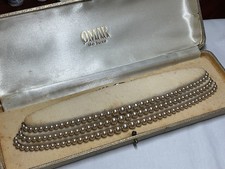 Jewellery Vintage Omar de Luxe 3 Strand Simulated Pearl Necklace, Original Box