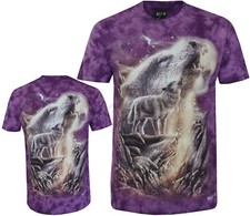 Tie Dye T-Shirt Wolf Howling Under a Full Moon Night Sky Glow in Dark by Wild