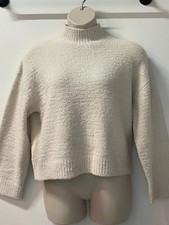 H&M Ladies Cream High Neck Chenille Long Sleeve Pullover Jumper Sizes XS-2XL