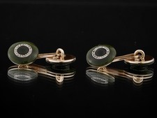 Pair of 9ct Yellow Gold, Jade