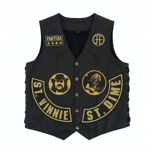 Pantera biker leather vest - biker,
