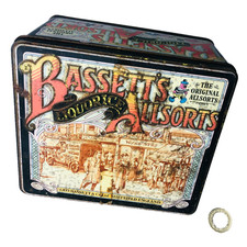 Advertising tin metal bassetts - metal,