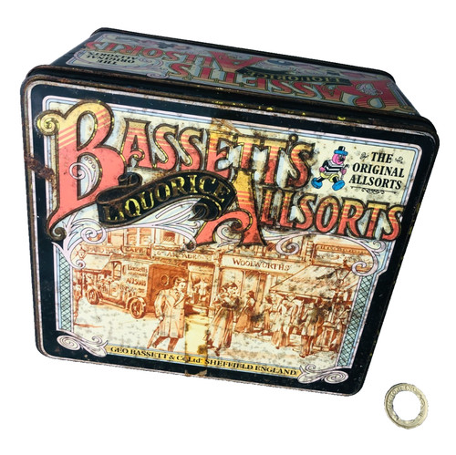 Advertising tin metal - tin, bassetts