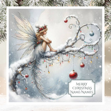 Personalised Card Whimsical Fairy Christmas Family, Friends, Granddaughter etc