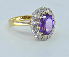 Amethyst Diamond Ring 2.75 Carats  18ct Yellow Gold  Size M  BA222