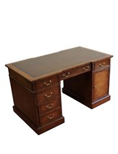 Brights of Nettlebed, Stunning Double Side  Flamed Mahogany Pedestal Desk