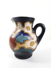 gouda pottery Art Deco Jug C1930 Miniature Hand Painted Organic Shapes Colour
