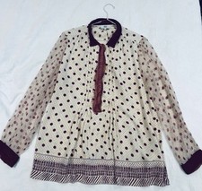 Noa Noa Chiffon Blouse Size XL Polka Dot Print