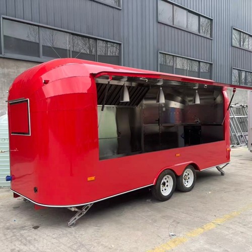 Red food trailer double axle - red,