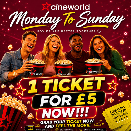 Cineworld cinema tickets - 1x,