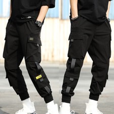 Mens Black Cargo Trousers