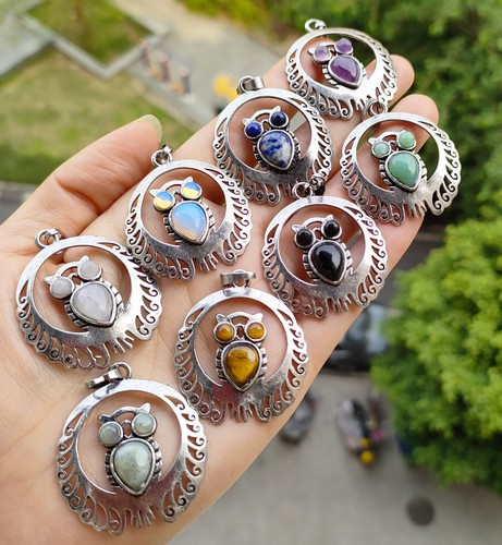 8pcs natural amethyst - natural, owl