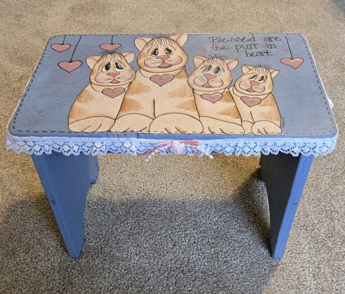 Vintage painted wood bench - vintage,