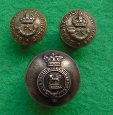 WW1 Bombay Volunteer Rifles 3 Kings & Queens Crown Buttons, 11mm & 16mm