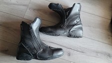 AKITO SCOUT DOUBLE TWIN ZIP SHORT MOTORCYCLE WATERPROOF BOOTS MEN BLACK LEATHER 