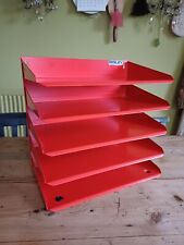 Vintage red/orange Bisley 5 shelf desk tidy wall hanging organiser ex cond.