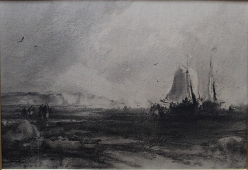 Charcoal marine art - charcoal, drawing