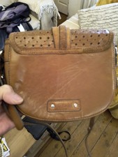 Clarks Tan Small Saddle Bag Leather + Suede