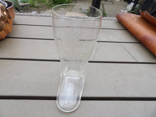 Clear glass boot shaped - , vase