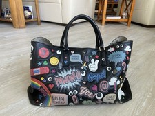 Anya Hindmarch Black Leather Ebury Maxi All Over Stickers Tote