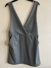 H&M Grey Stripe Pinafore Dress Size 14