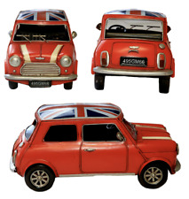 Tin Plate Model of a 1960 Mini Cooper Red With Union Jack Roof (uk seller)