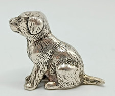 VINTAGE SILVER PLATED MINIATURE DOG. SITTING POSITION. PUPPY